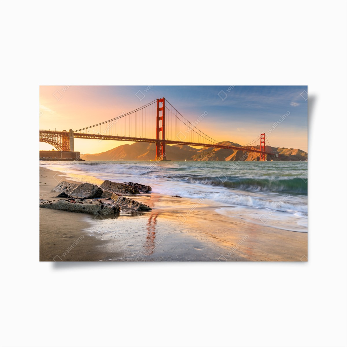 Plakat zachód słońca przy Golden Gate Bridge – Wallissimo® Plakat zachód słońca przy Golden Gate Bridge – Wallissimo®