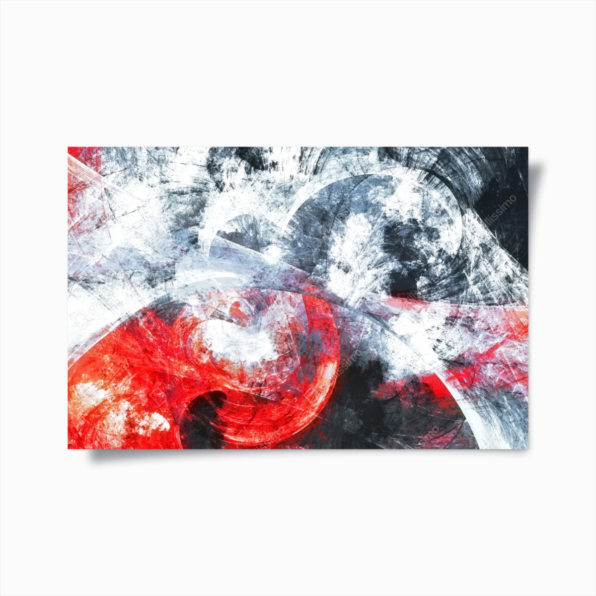 Plakat dynamiczna czerwona i biała abstrakcyjna kompozycja – Wallissimo®