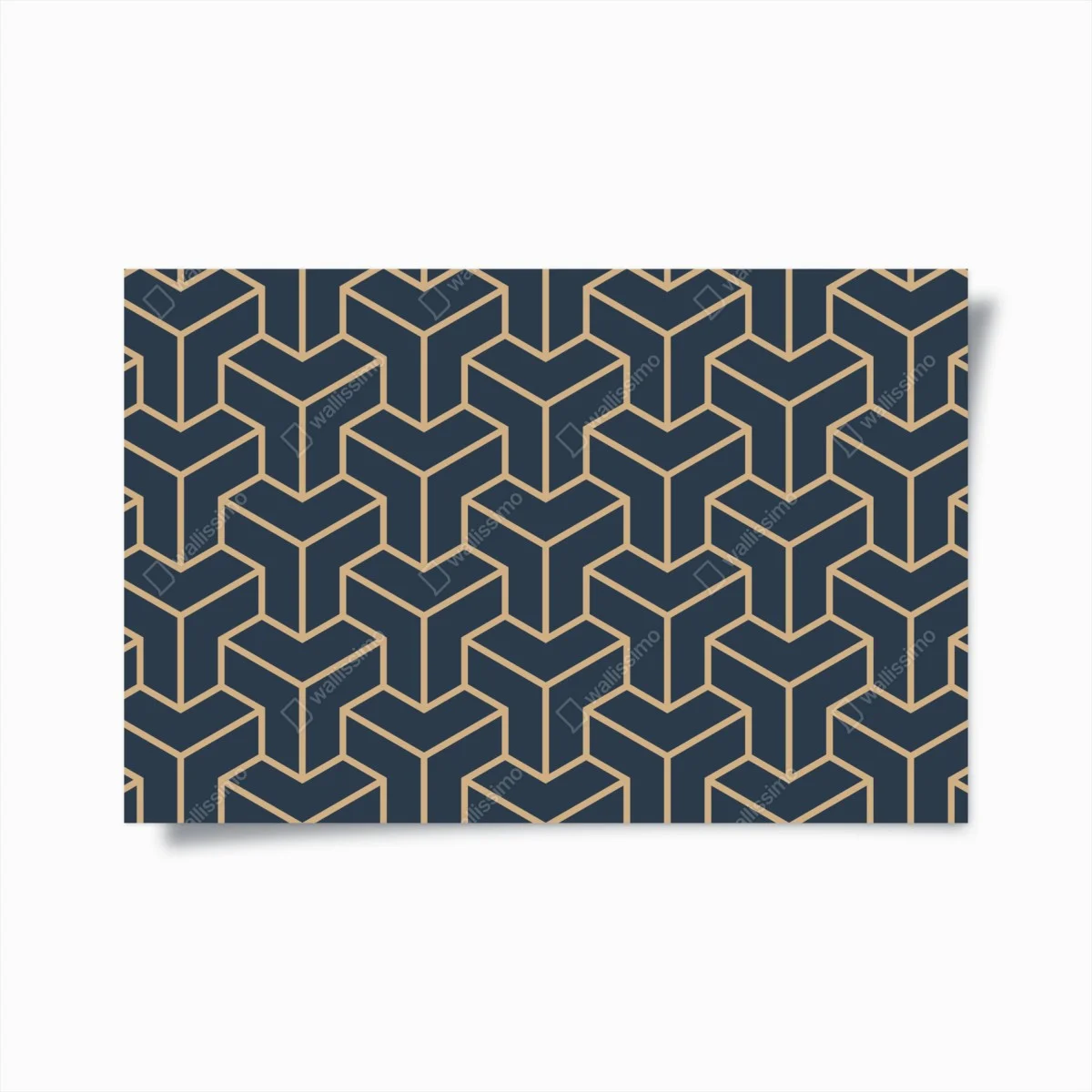 Plakat granatowy geometryczny wzór sześcianów – Wallissimo® Plakat granatowy geometryczny wzór sześcianów – Wallissimo®