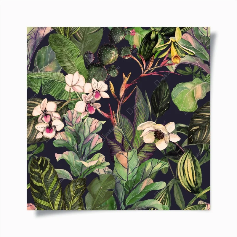 Plakat tropikalny akwarelowy wzór botaniczny