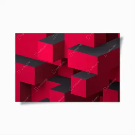 Plakat odważne czerwone geometryczne bloki – Wallissimo®