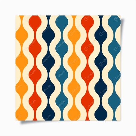 Plakat retro falisty wzór mid-century – Wallissimo®