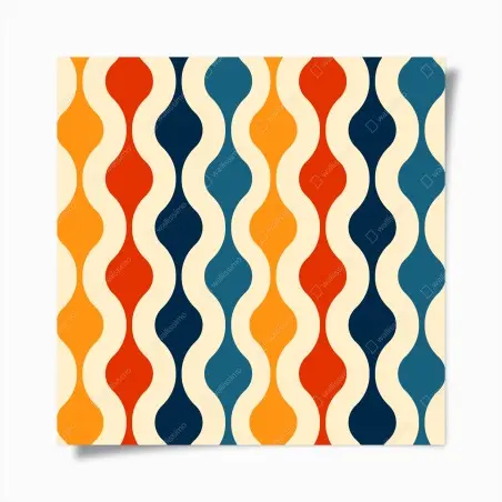 Plakat retro falisty wzór mid-century – Wallissimo®