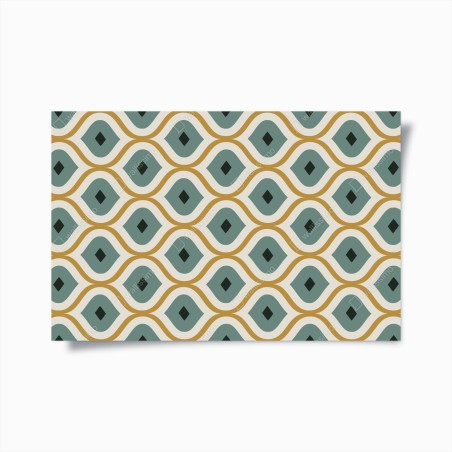Plakat niebiesko-złoty geometryczny ornament – Wallissimo®