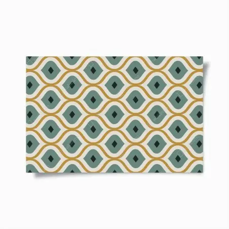 Plakat niebiesko-złoty geometryczny ornament – Wallissimo®