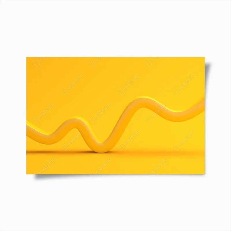 Plakat słoneczna żółta 3d krzywa abstrakcyjna