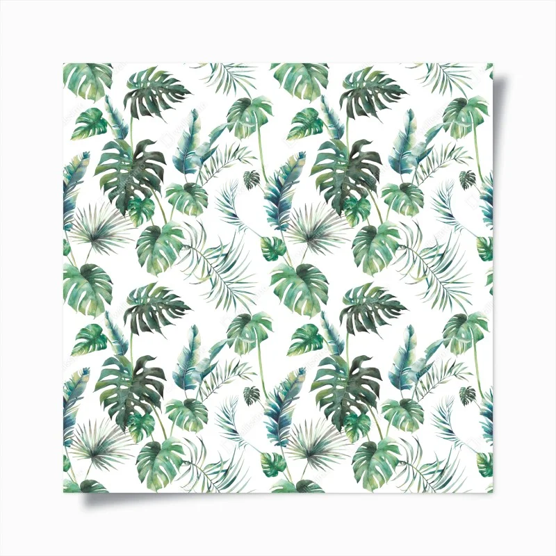 Plakat akwarelowy wzór tropikalnych liści