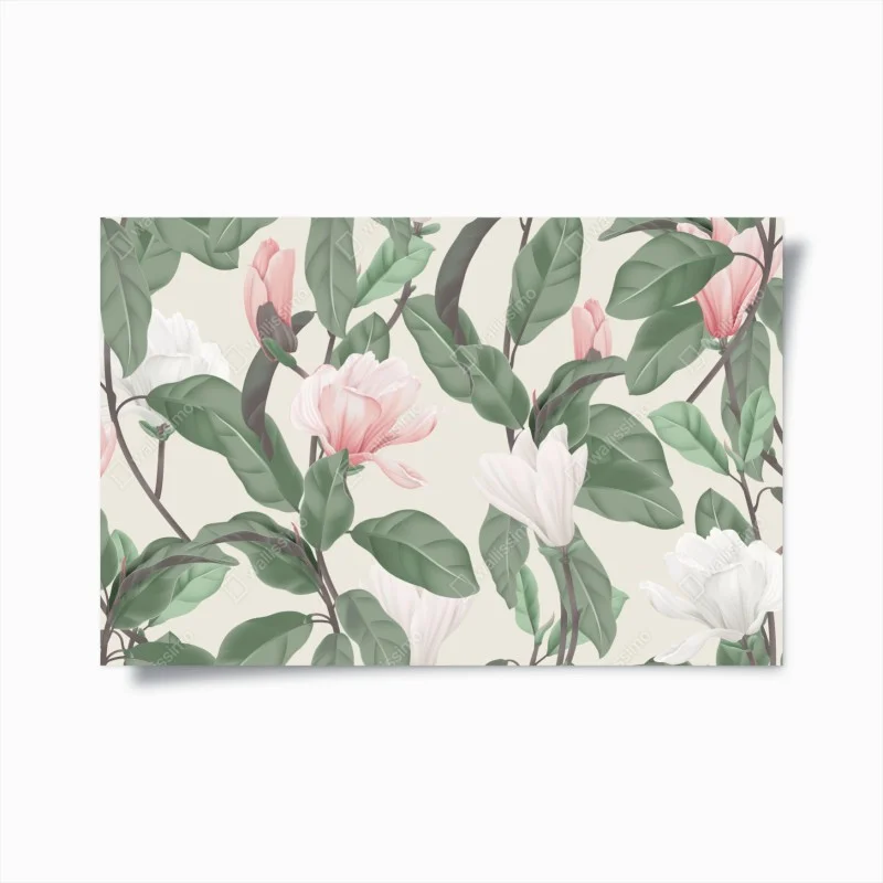 Plakat pastelowy wzór z magnolią