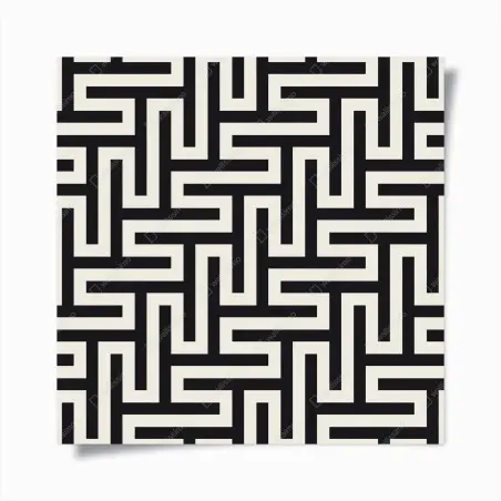 Plakat geometryczny wzór labiryntu w beżu i czerni – Wallissimo®