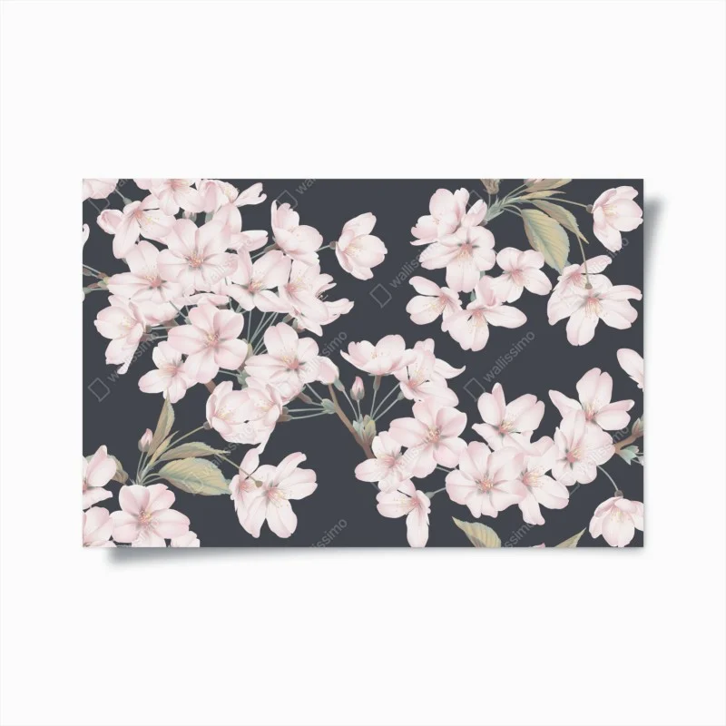 Plakat delikatny wzór kwiatów wiśni