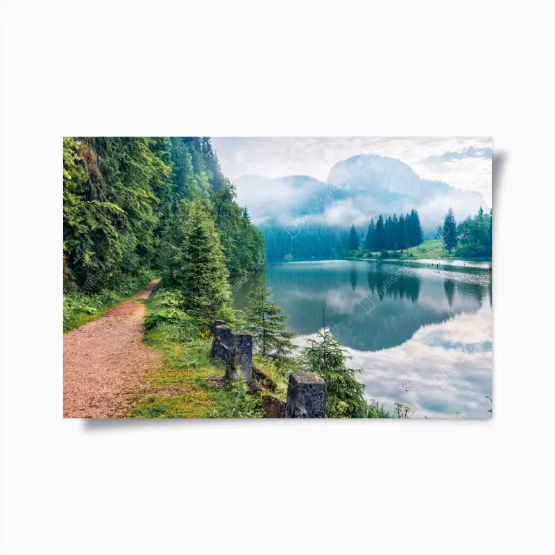 Plakat mglisty poranek nad Lacu Rosu