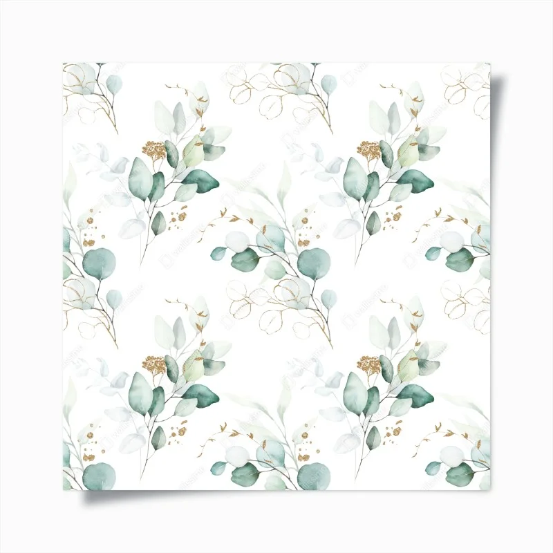 Plakat akwarelowy wzór eukaliptusa w zieleni