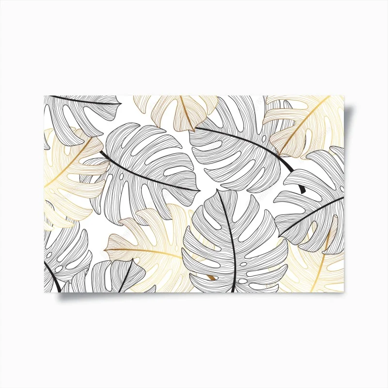 Plakat wzór liści monstera ze złotymi akcentami