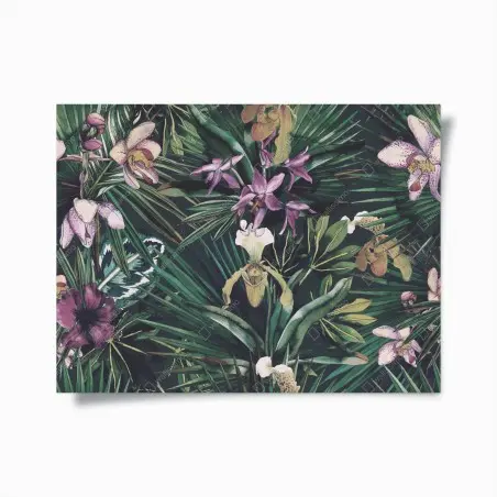 Plakat tropikalne akwarelowe orchidee i liście palmowe – Wallissimo®