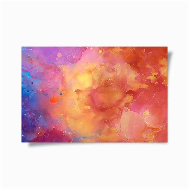 Plakat żywa akwarelowa abstrakcja w ciepłych barwach