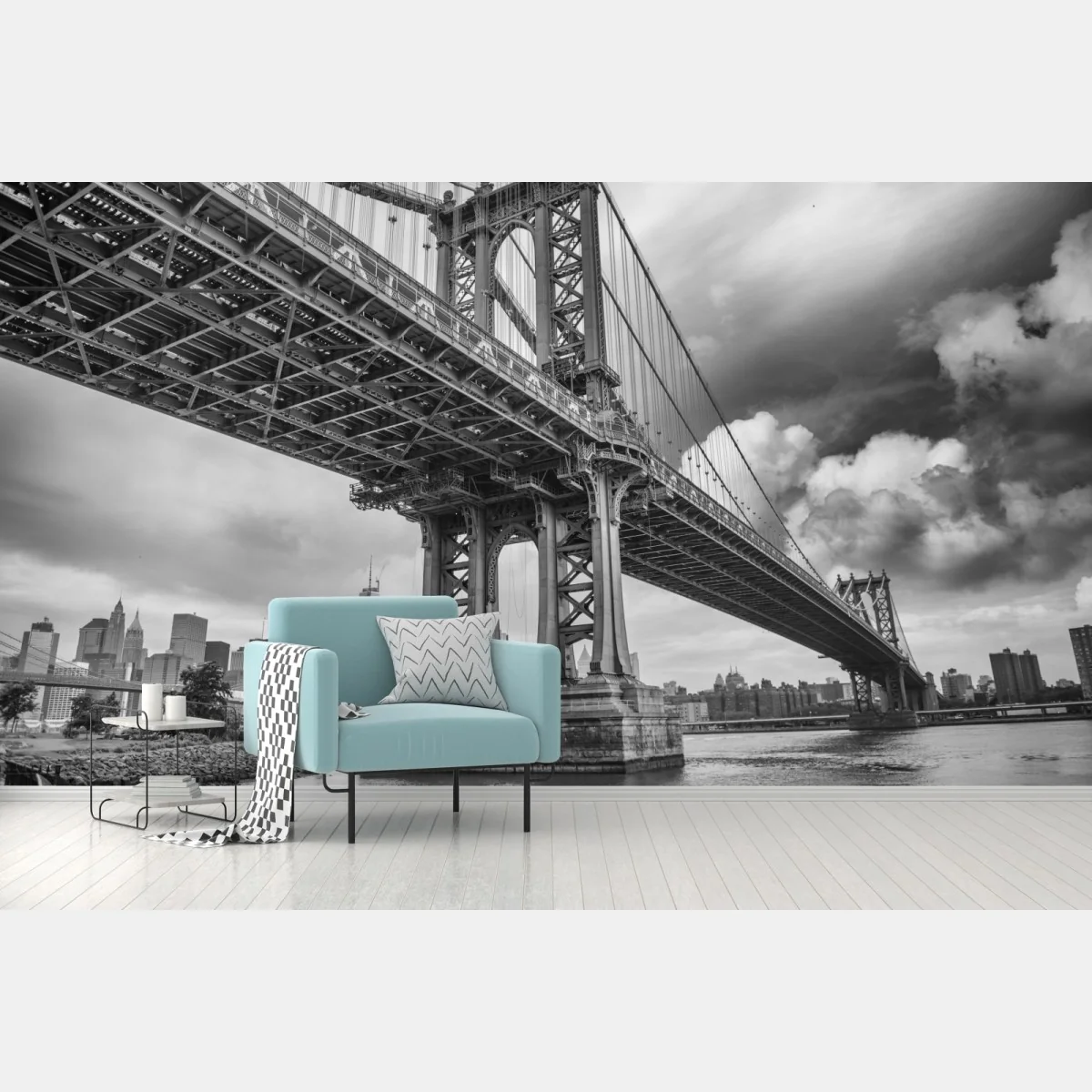 Fototapeta widok z dołu na most Manhattan i panoramę Nowego Jorku – Wallissimo®