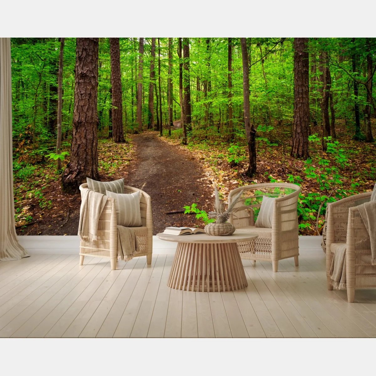Fototapeta spokojna zielona ścieżka leśna – Wallissimo® Fototapeta spokojna zielona ścieżka leśna – Wallissimo®