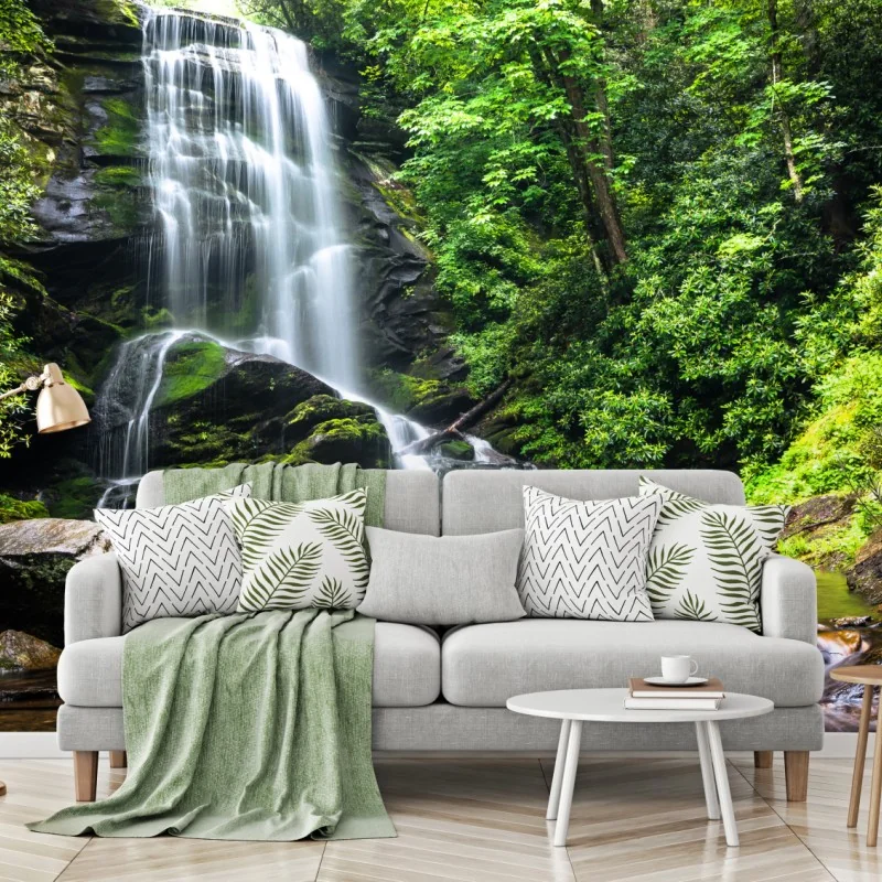Fototapeta spokojny wodospad w lesie – Wallissimo® Fototapeta spokojny wodospad w lesie – Wallissimo®