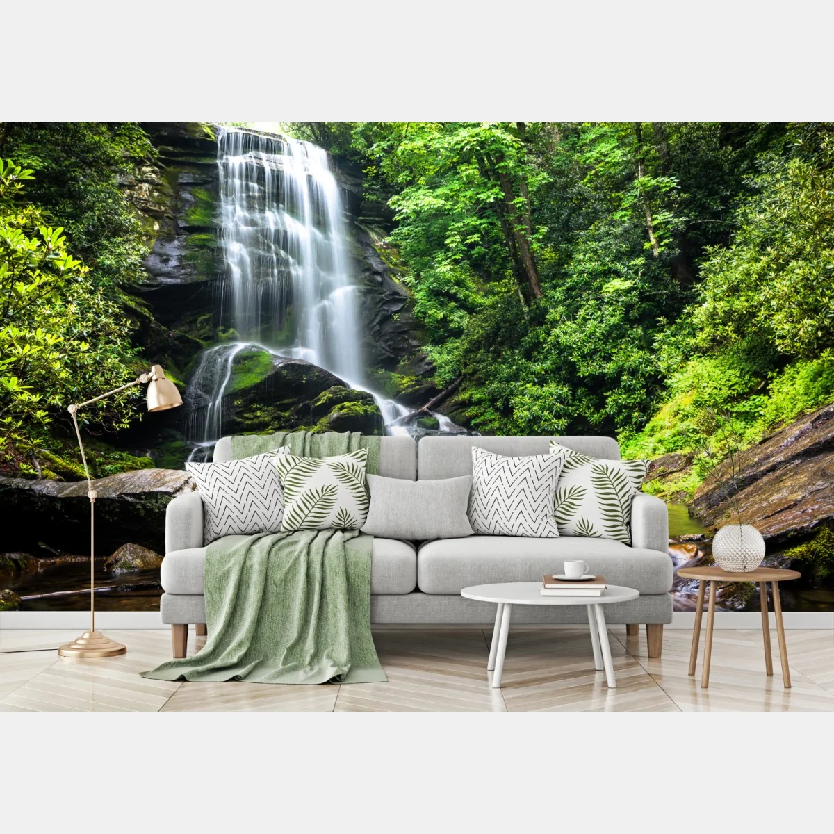 Fototapeta spokojny wodospad w lesie – Wallissimo® Fototapeta spokojny wodospad w lesie – Wallissimo®