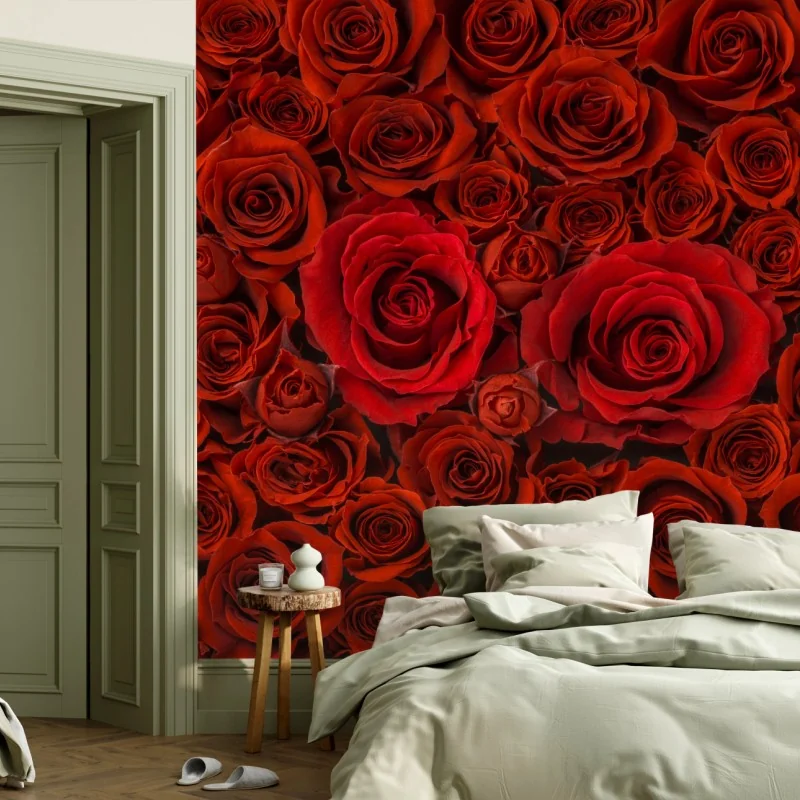 Fototapeta bukiet czerwonych róż w zbliżeniu – Wallissimo® Fototapeta bukiet czerwonych róż w zbliżeniu – Wallissimo®