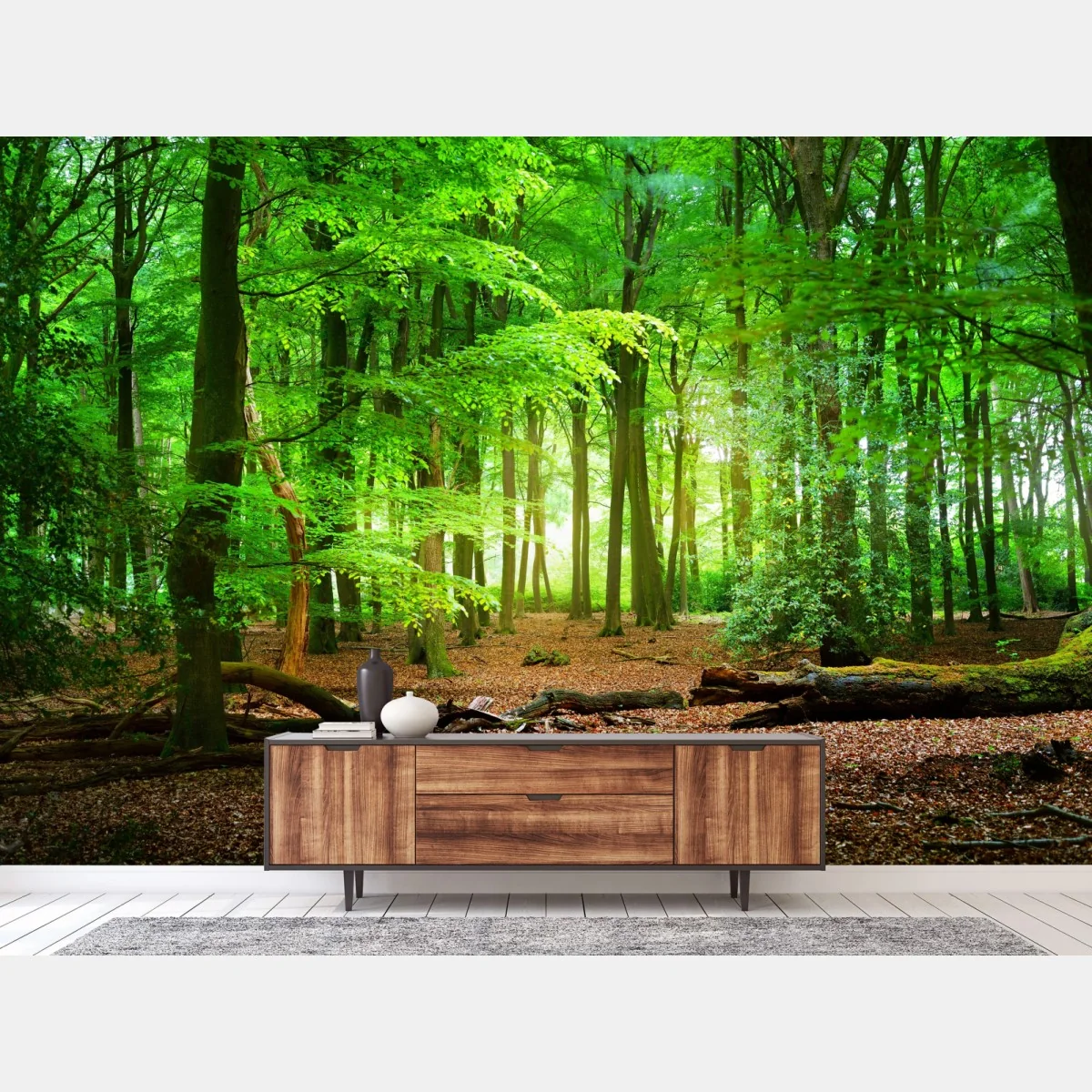 Fototapeta słoneczny zielony las – Wallissimo® Fototapeta słoneczny zielony las – Wallissimo®