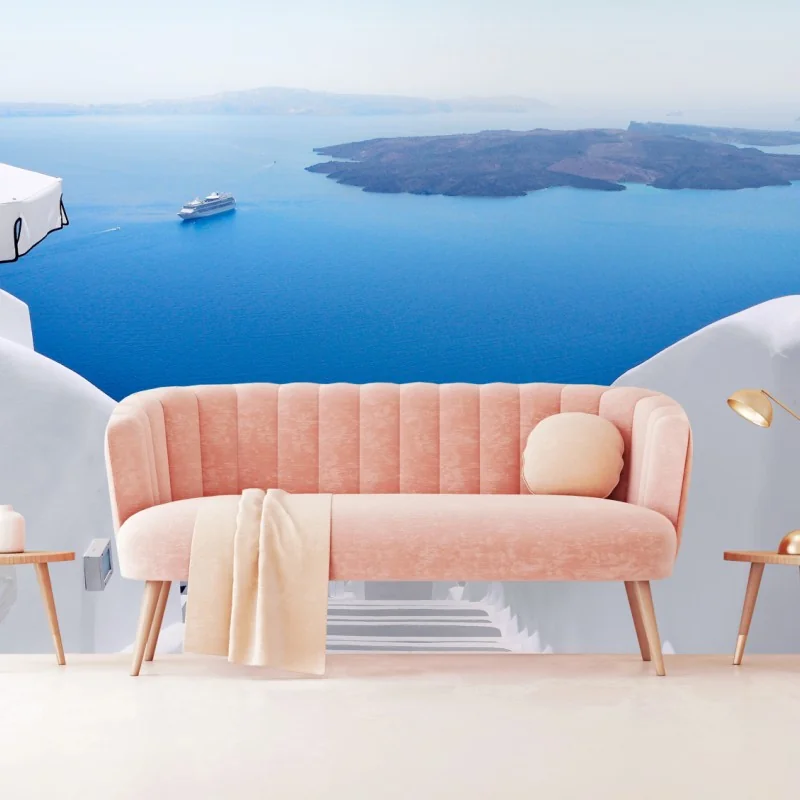 Fototapeta Santorini białe schody nad morzem – Wallissimo® Fototapeta Santorini białe schody nad morzem – Wallissimo®