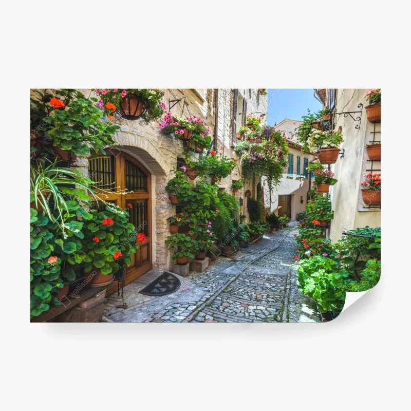 Fototapeta intensywny koralowy wzór kwiatowy na czarnym tle – Wallissimo®