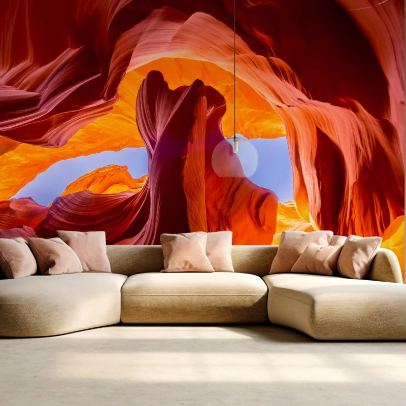 Fototapeta oświetlony kanion piaskowcowy z żywymi krzywiznami – Wallissimo® Fototapeta oświetlony kanion piaskowcowy z żywymi krzywiznami – Wallissimo®