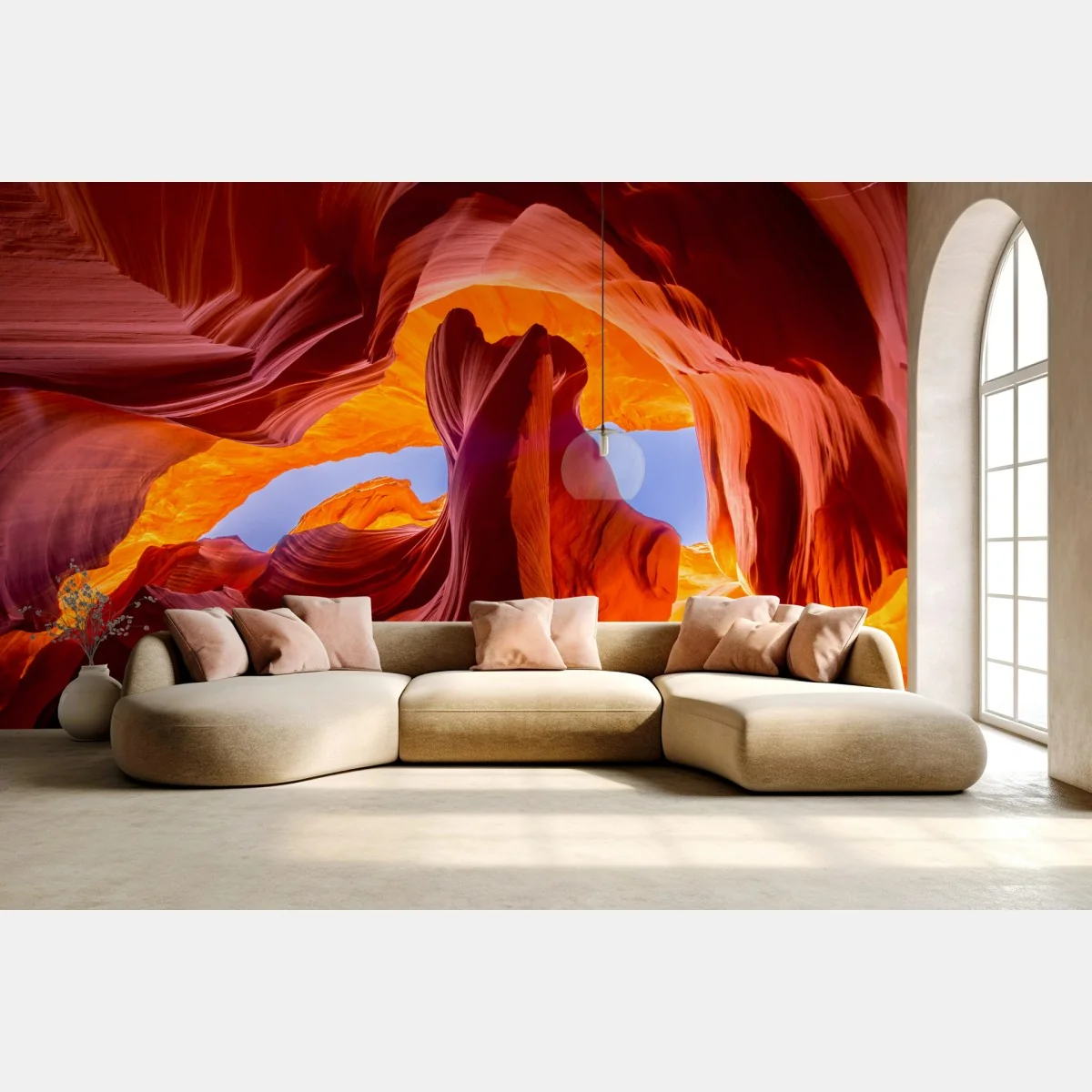 Fototapeta oświetlony kanion piaskowcowy z żywymi krzywiznami – Wallissimo® Fototapeta oświetlony kanion piaskowcowy z żywymi krzywiznami – Wallissimo®