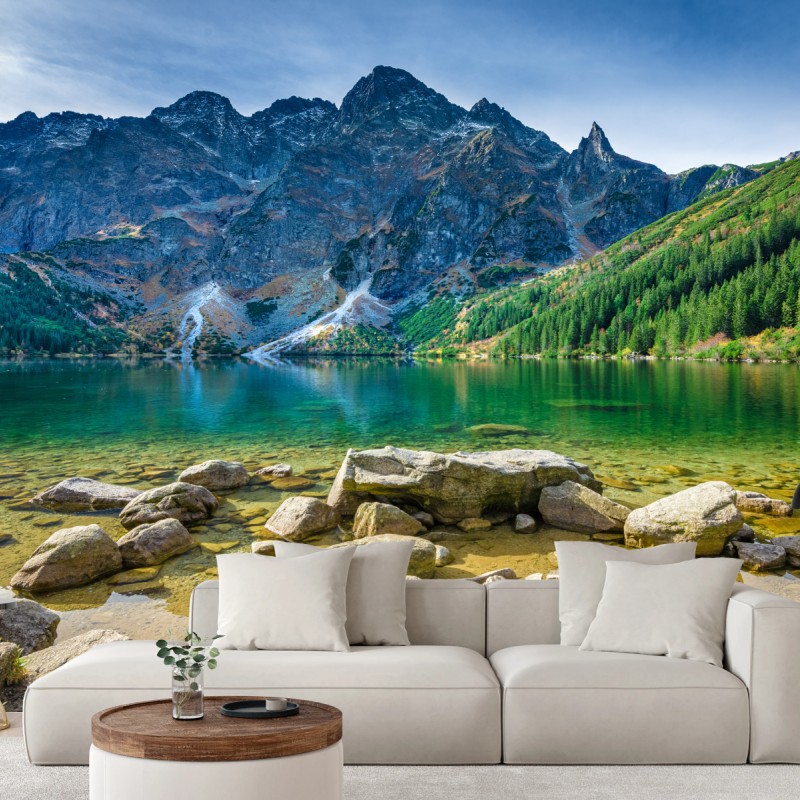 Fototapeta Morskie Oko zielone jezioro w Tatrach – Wallissimo® Fototapeta Morskie Oko zielone jezioro w Tatrach – Wallissimo®