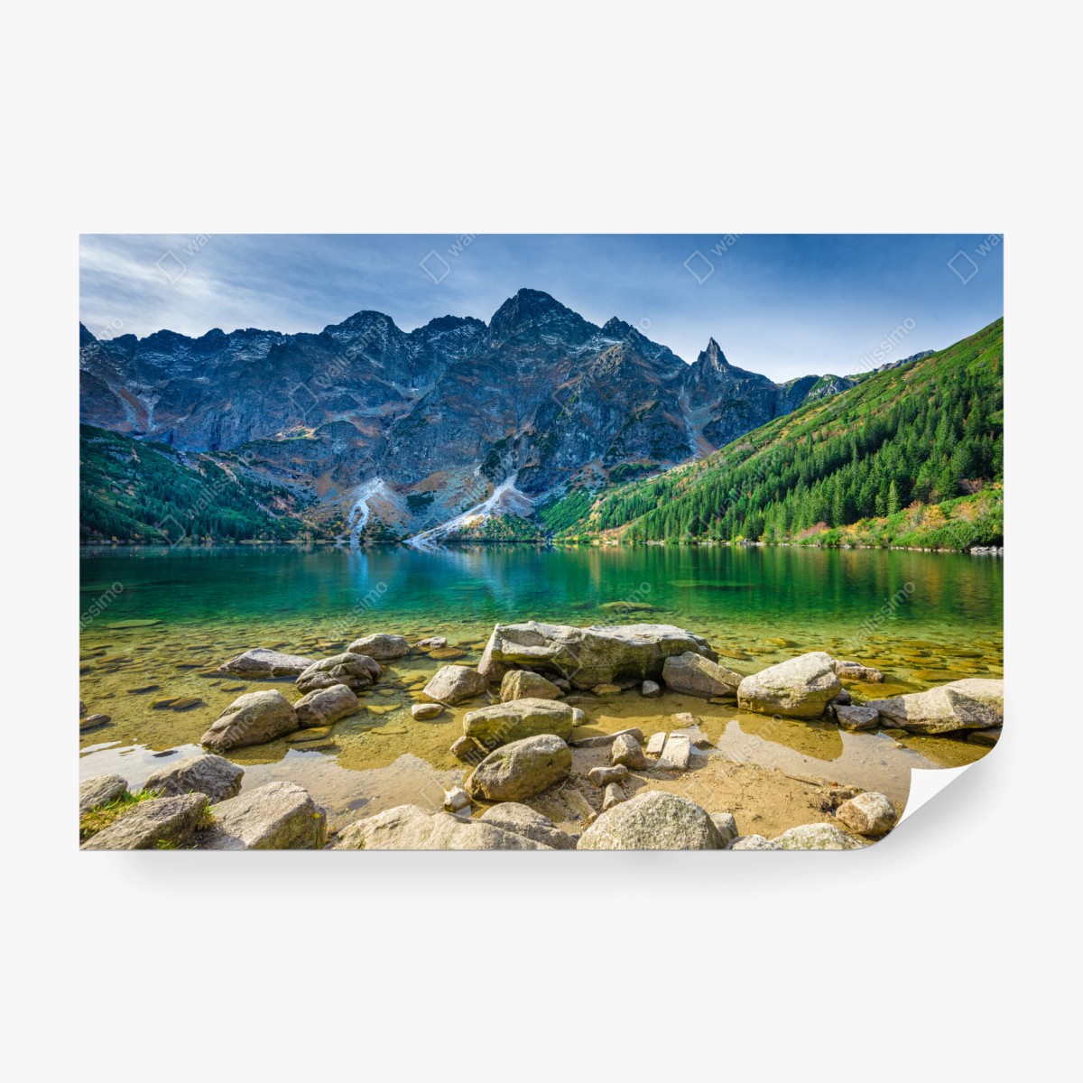 Fototapeta Morskie Oko zielone jezioro w Tatrach – Wallissimo® Fototapeta Morskie Oko zielone jezioro w Tatrach – Wallissimo®