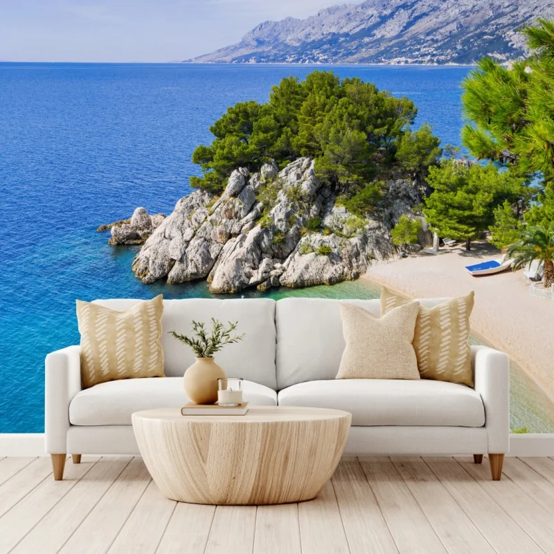 Fototapeta spokojna turkusowa zatoczka z łódkami – Wallissimo® Fototapeta spokojna turkusowa zatoczka z łódkami – Wallissimo®