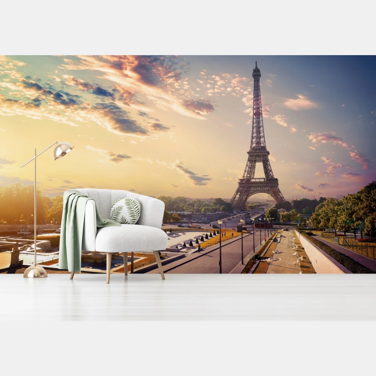 Fototapeta słoneczny widok na Wieżę Eiffla o świcie – Wallissimo® Fototapeta słoneczny widok na Wieżę Eiffla o świcie – Wallissimo®