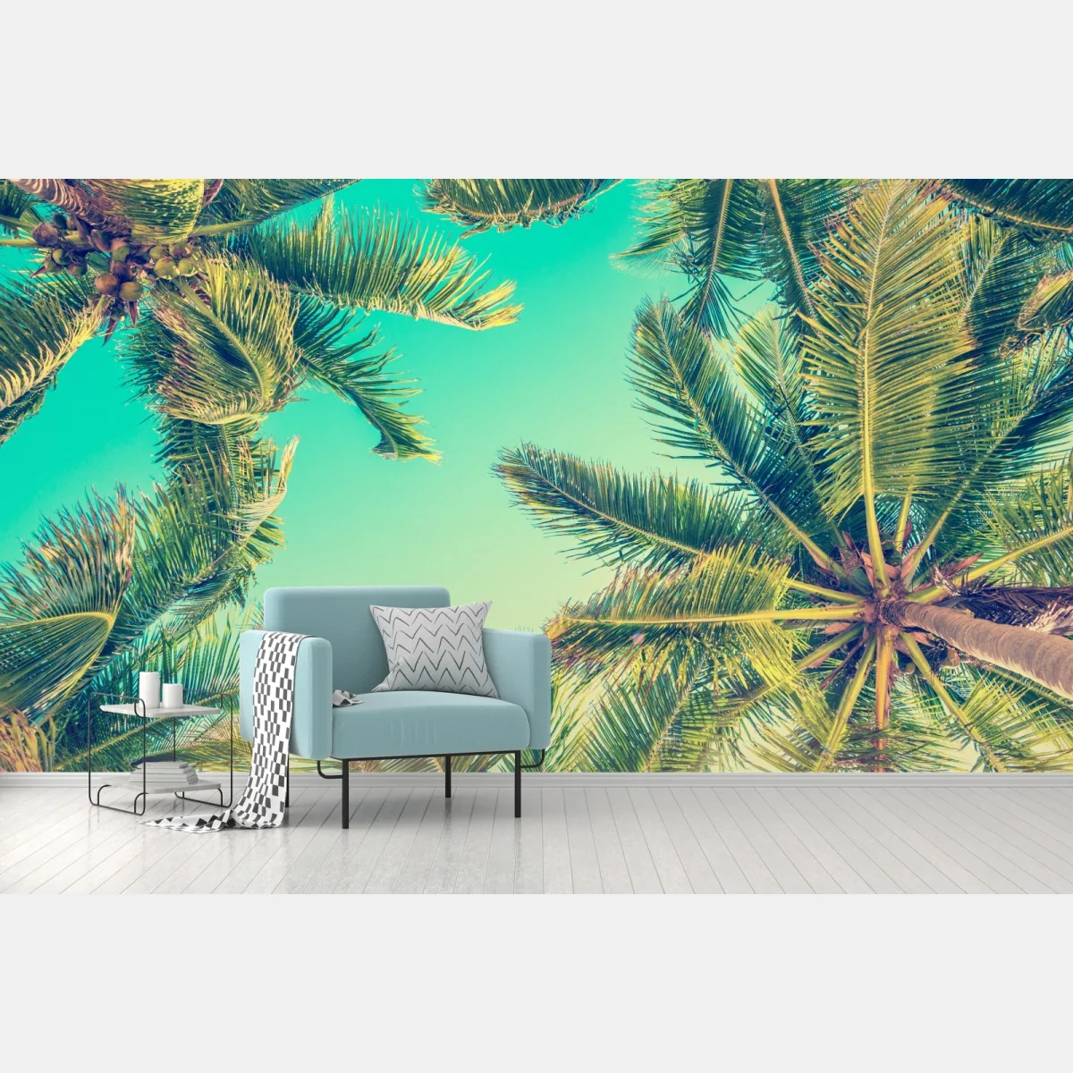 Fototapeta vintage turkusowy baldachim palm – Wallissimo® Fototapeta vintage turkusowy baldachim palm – Wallissimo®