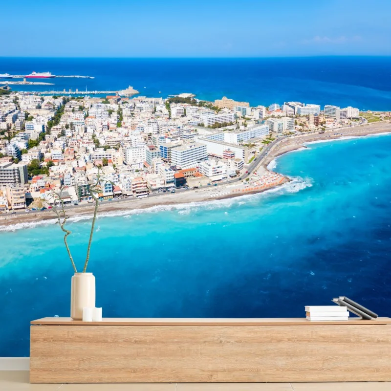 Fototapeta panorama lotnicza wybrzeża Rodos