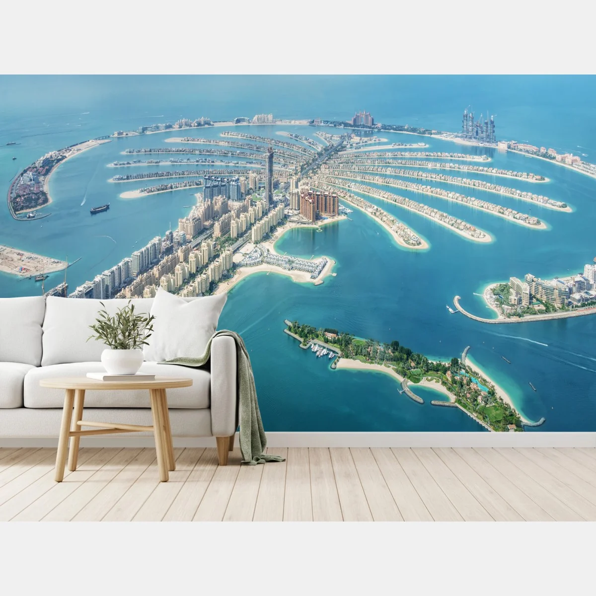 Fototapeta widok z lotu ptaka na Palm Jumeirah, Dubaj – Wallissimo® Fototapeta widok z lotu ptaka na Palm Jumeirah, Dubaj – Wallissimo®