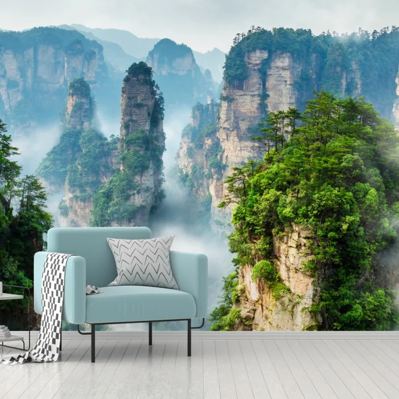 Fototapeta mgliste filary górskie – Wallissimo® Fototapeta mgliste filary górskie – Wallissimo®