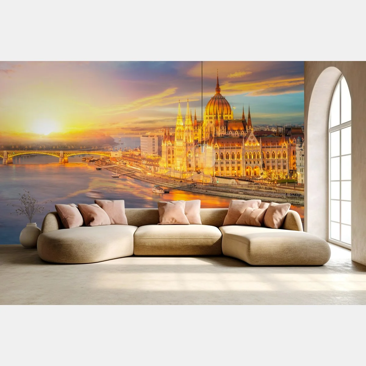 Fototapeta złoty zachód słońca nad parlamentem w Budapeszcie – Wallissimo® Fototapeta złoty zachód słońca nad parlamentem w Budapeszcie – Wallissimo®