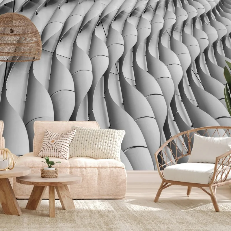Fototapeta falisty wzór architektoniczny w odcieniach szarości – Wallissimo® Fototapeta falisty wzór architektoniczny w odcieniach szarości – Wallissimo®