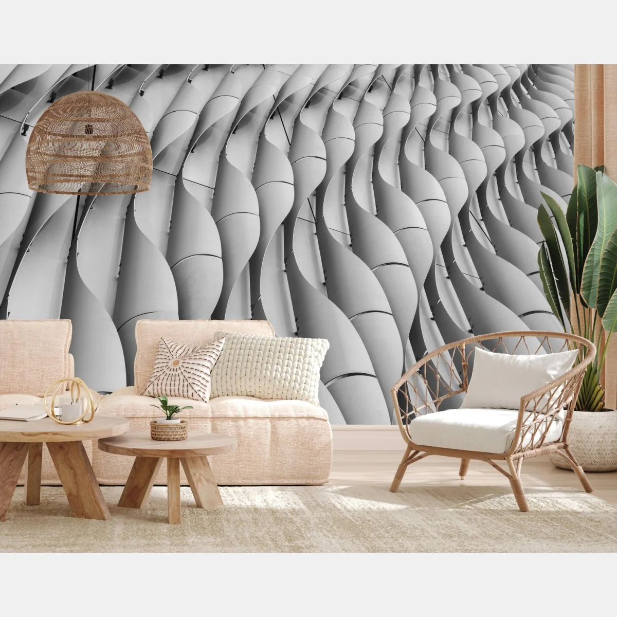 Fototapeta falisty wzór architektoniczny w odcieniach szarości – Wallissimo® Fototapeta falisty wzór architektoniczny w odcieniach szarości – Wallissimo®