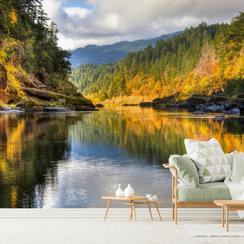 Fototapeta Rogue River jesienne odbicia – Wallissimo® Fototapeta Rogue River jesienne odbicia – Wallissimo®