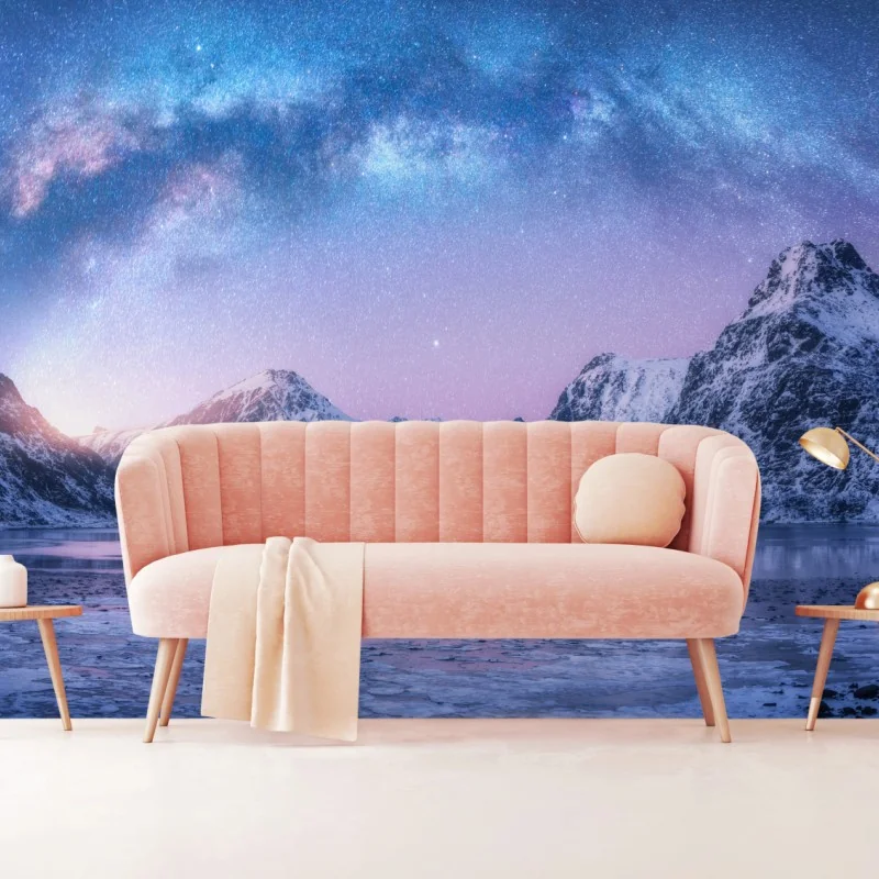 Fototapeta spokojna arktyczna noc w górach pod drogą mleczną – Wallissimo® Fototapeta spokojna arktyczna noc w górach pod drogą mleczną – Wallissimo®