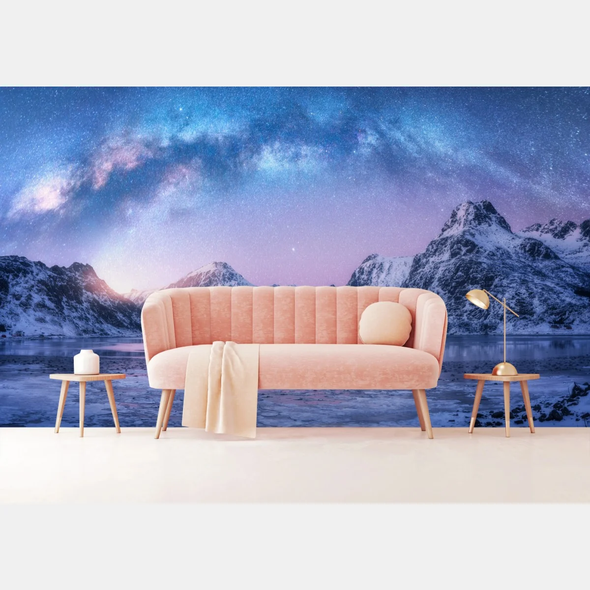 Fototapeta spokojna arktyczna noc w górach pod drogą mleczną – Wallissimo® Fototapeta spokojna arktyczna noc w górach pod drogą mleczną – Wallissimo®