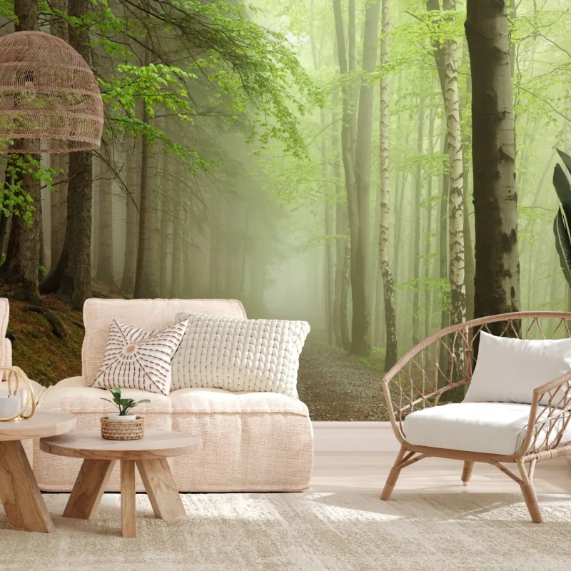 Fototapeta mglisty leśny szlak – Wallissimo® Fototapeta mglisty leśny szlak – Wallissimo®