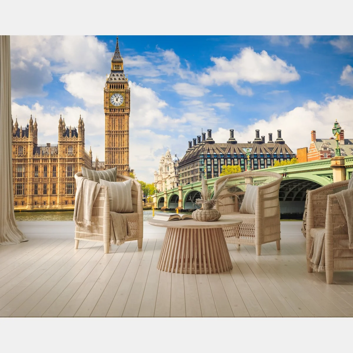 Fototapeta widok Londynu z wieżą zegarową Big Ben i mostem Westminster – Wallissimo® Fototapeta widok Londynu z wieżą zegarową Big Ben i mostem Westminster – Wallissimo®