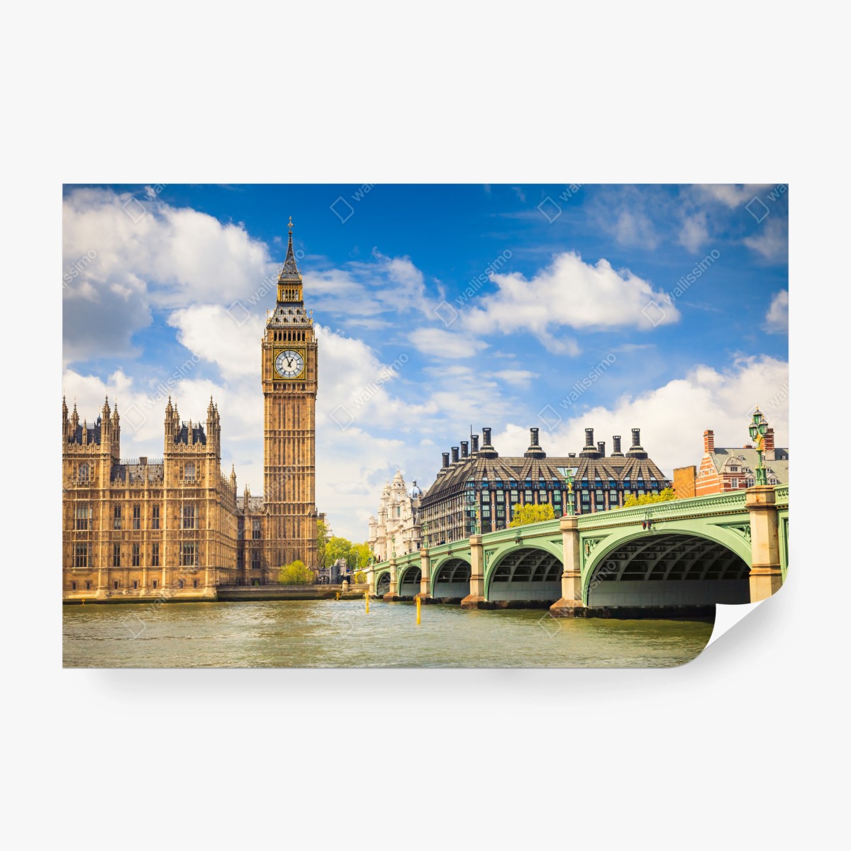 Fototapeta widok Londynu z wieżą zegarową Big Ben i mostem Westminster – Wallissimo® Fototapeta widok Londynu z wieżą zegarową Big Ben i mostem Westminster – Wallissimo®