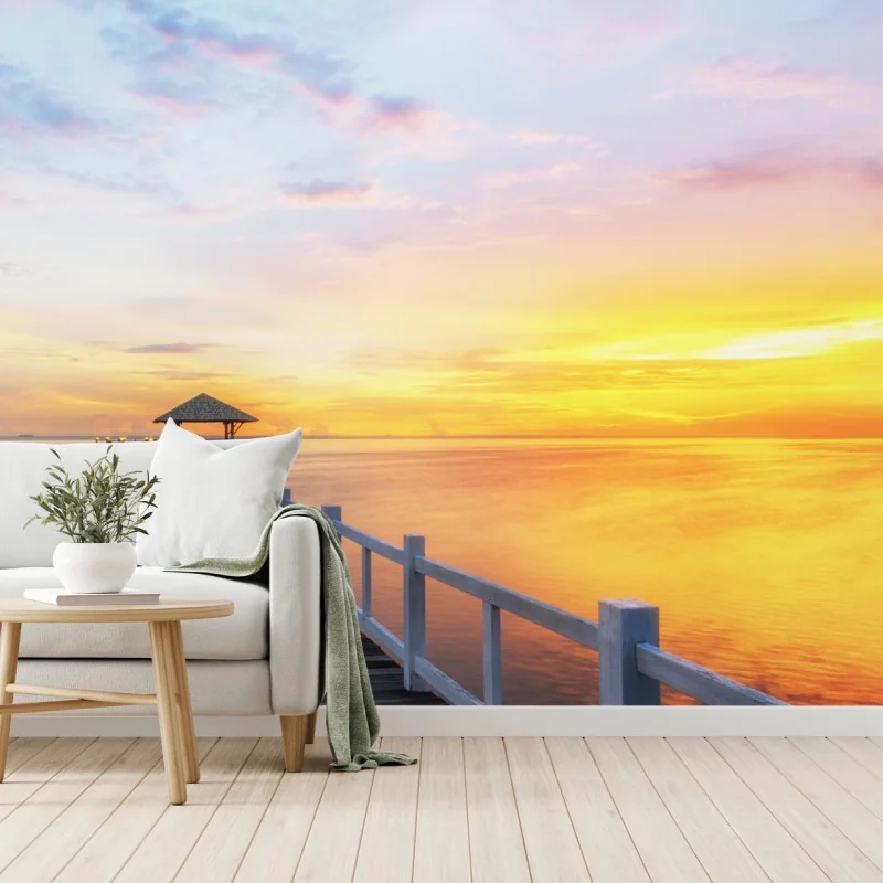 Fototapeta drewniane molo o wschodzie słońca – Wallissimo® Fototapeta drewniane molo o wschodzie słońca – Wallissimo®