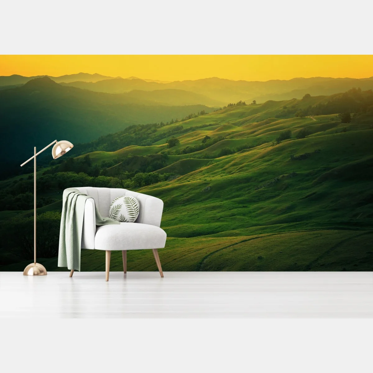 Fototapeta falujące wzgórza Północnej Kalifornii o zachodzie słońca – Wallissimo® Fototapeta falujące wzgórza Północnej Kalifornii o zachodzie słońca – Wallissimo®