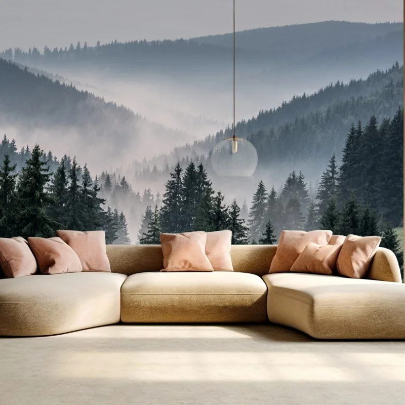 Fototapeta mglisty górski las – Wallissimo® Fototapeta mglisty górski las – Wallissimo®