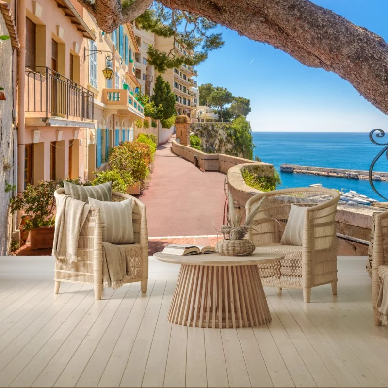 Fototapeta Monako promenada z widokiem na morze – Wallissimo® Fototapeta Monako promenada z widokiem na morze – Wallissimo®